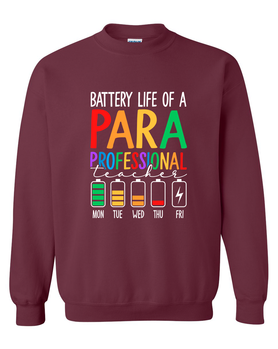 Battery Life of a Para Crewneck Sweatshirt – Unisex Fit