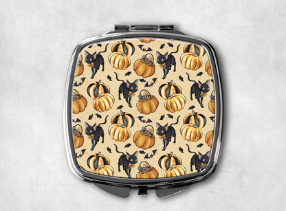 Black Cat & Pumpkins compact mirror