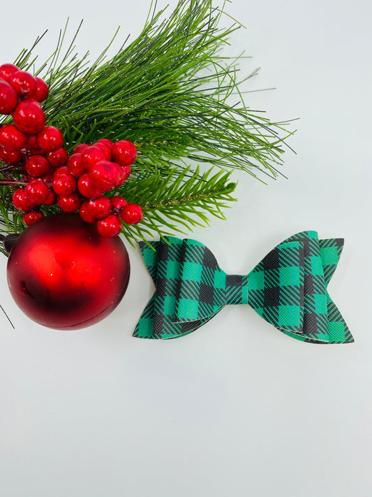 Green plaid bow