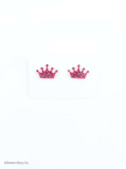 Dark Pink Crown earrings