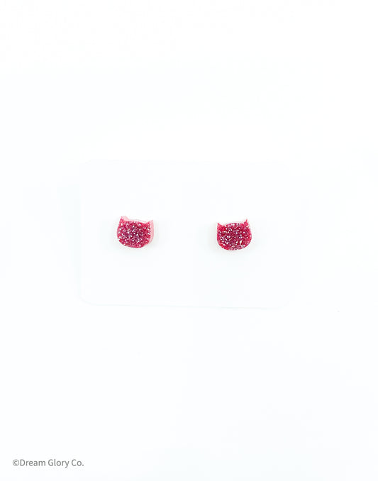 Dark Pink Mini Cat earrings