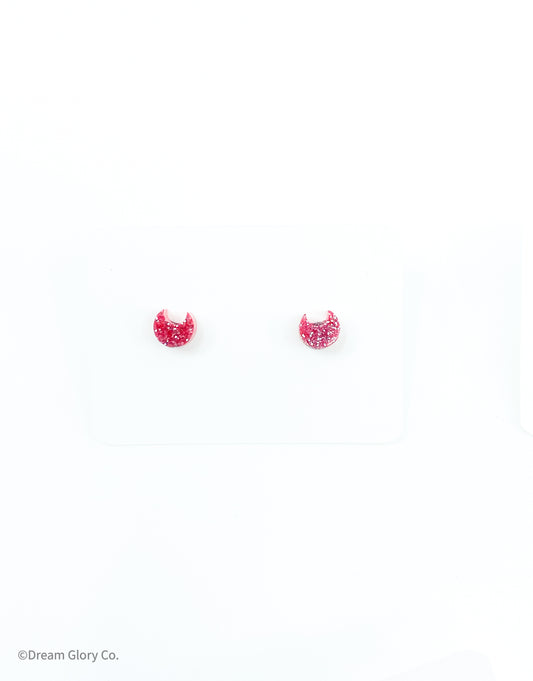 Dark Pink Mini Moon earrings